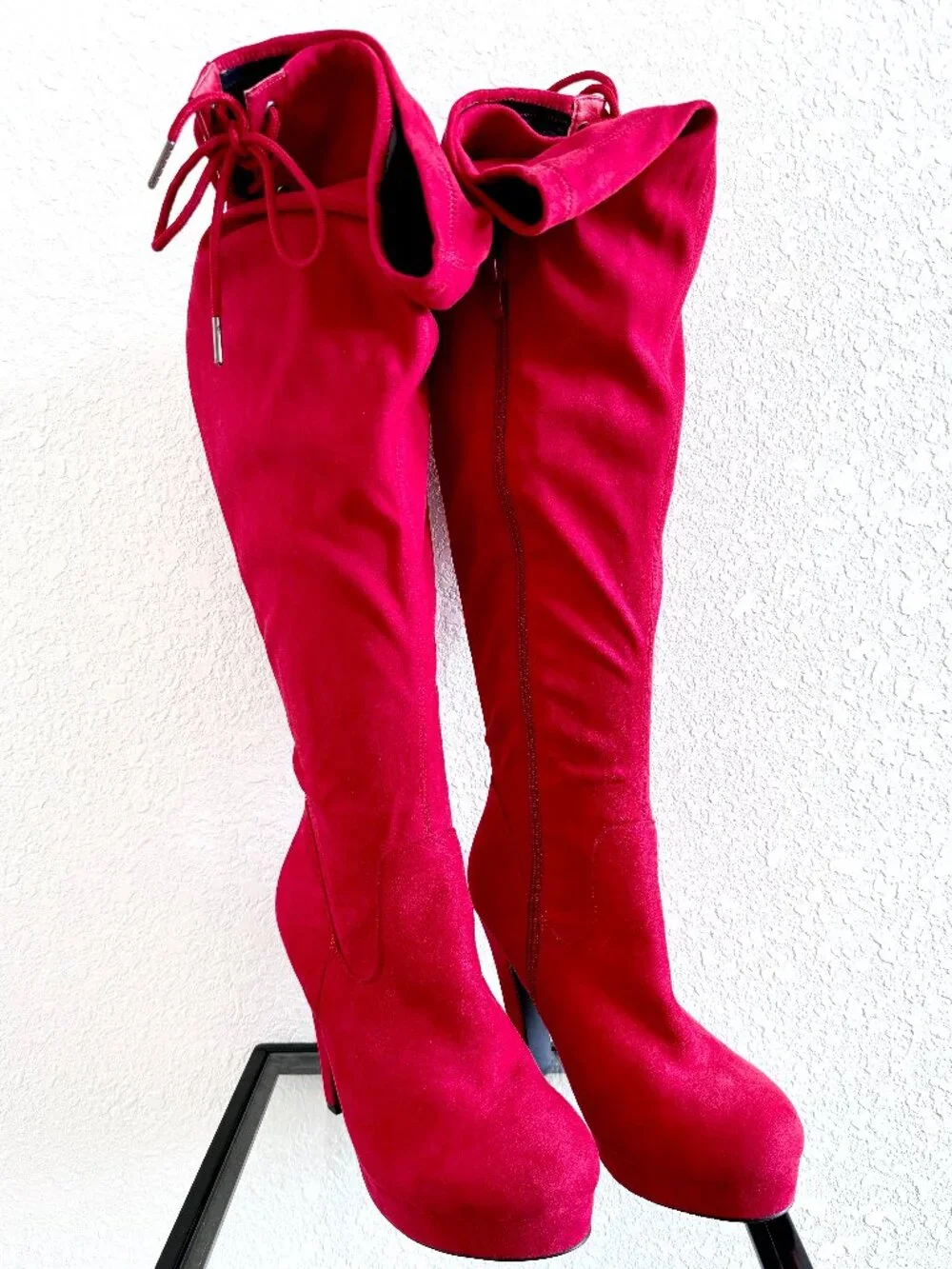 Torrid Bright Red Suede-Like Over the Knee Boots - Size 8